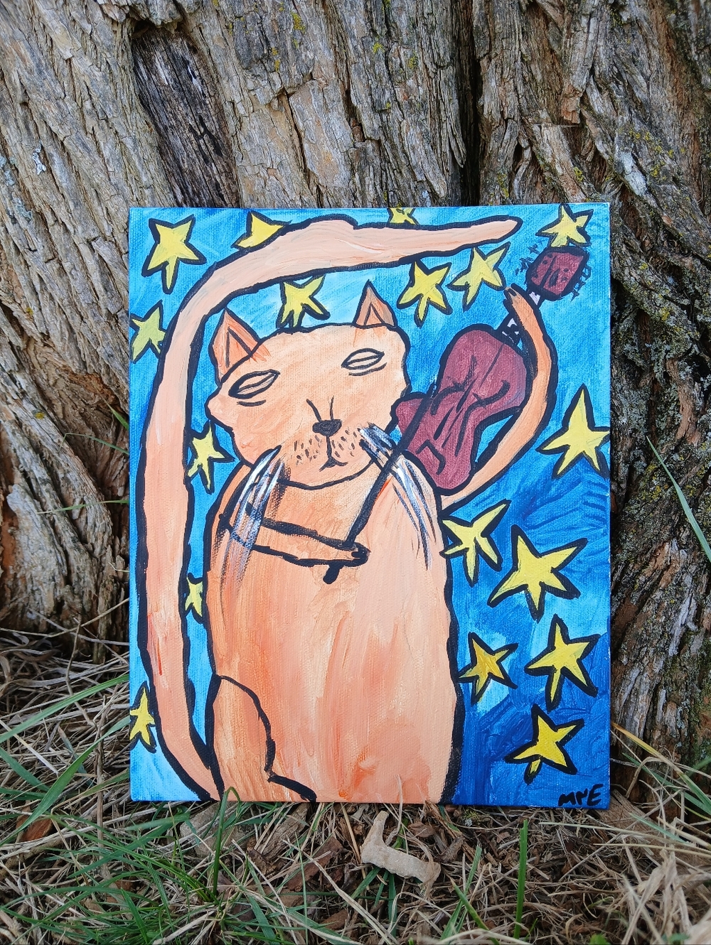 Cat Playing Fiddle Painting - Picture 2 of 8